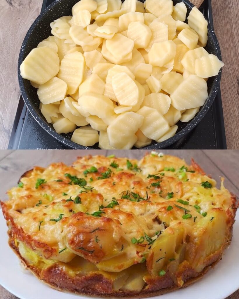 Baked Potato and Egg Casserole with Cheesy Ham-Mushroom Salad