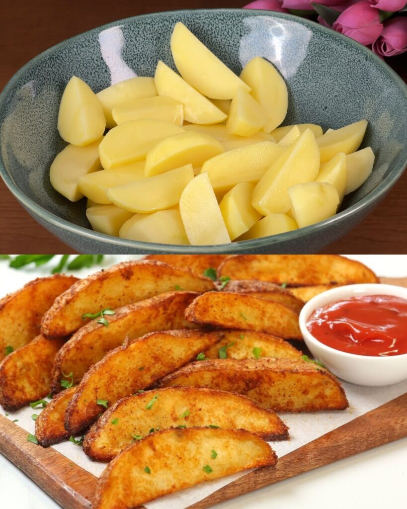 Crispy Baked Potato Wedges with Smoky Chipotle Ketchup
