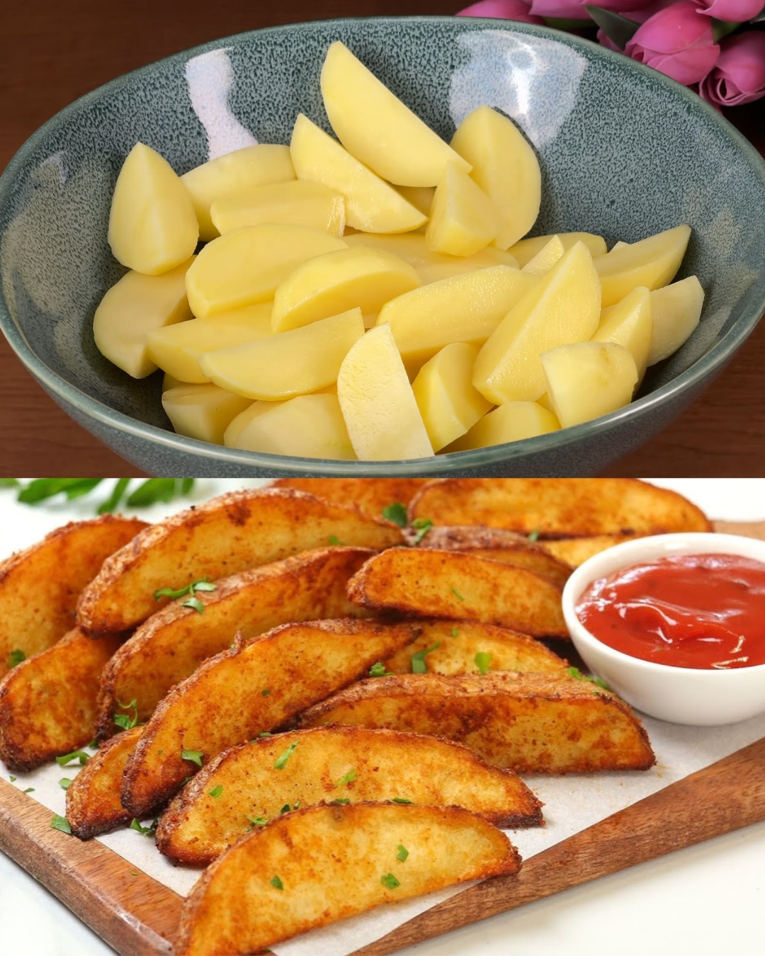 Crispy Baked Potato Wedges with Smoky Chipotle Ketchup