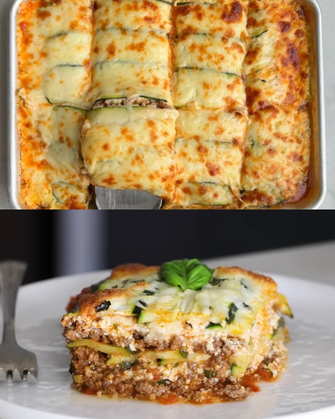 Zucchini Lasagna with Beef, Ricotta, and Mozzarella
