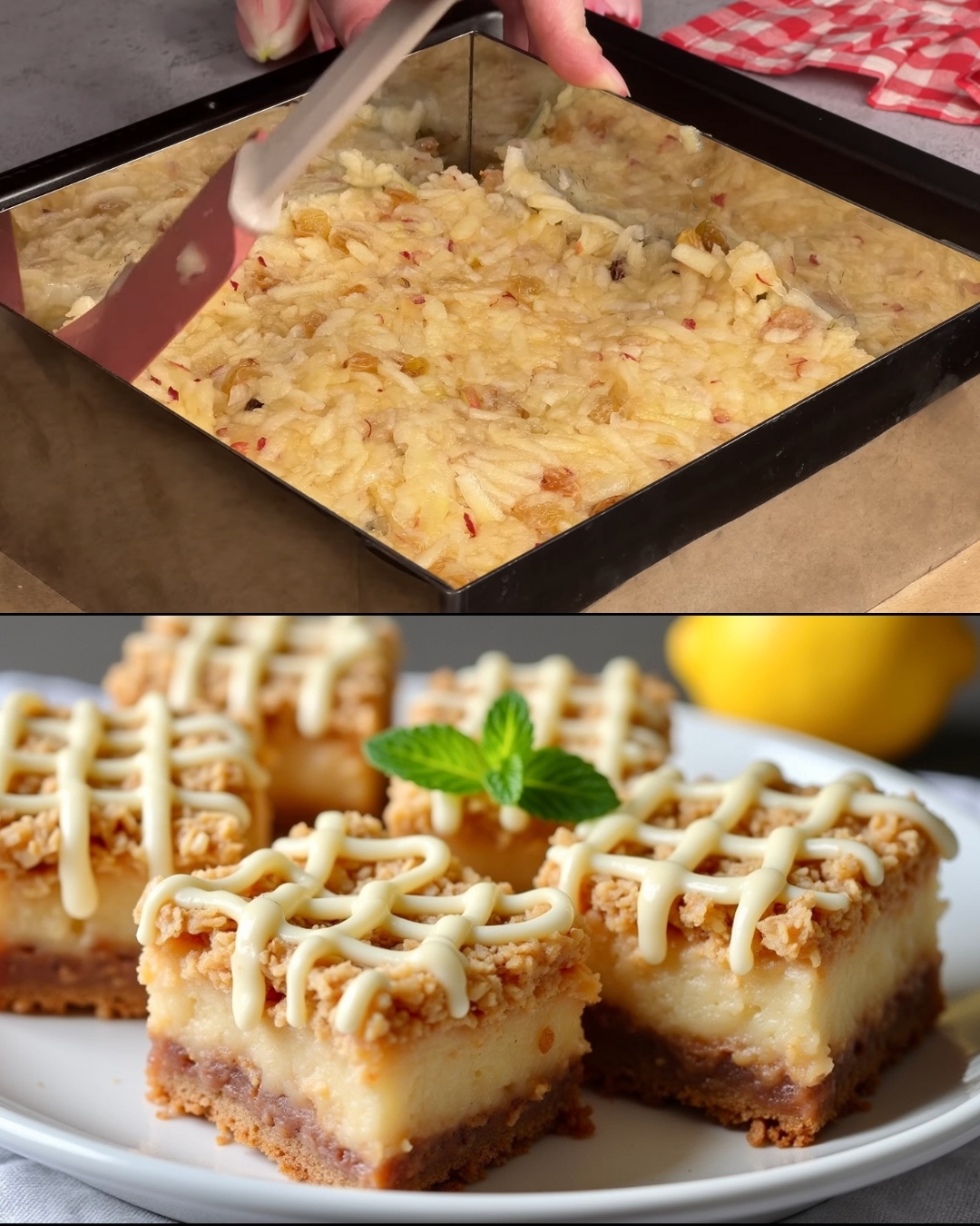 Layered Apple Oat Cake with Peanuts, Sultanas, and Lemon