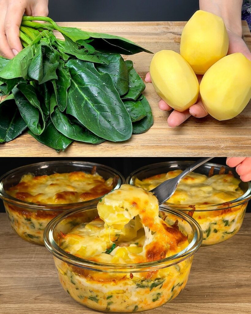 Creamy Potato and Spinach Bake with Mozzarella