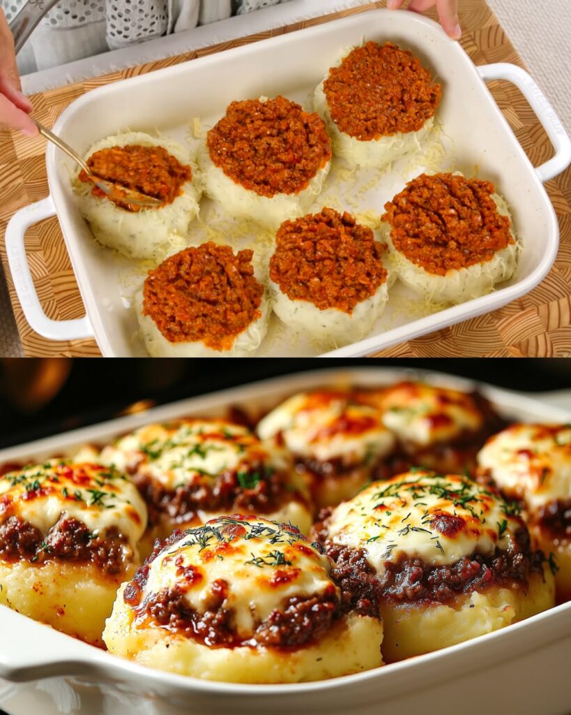 Savory Mashed Potato Nests with Ground Beef and Cheese