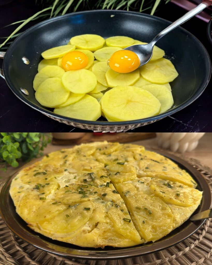 Creamy Potato and Egg Skillet with Sour Cream, Spring Onions, and Parmesan