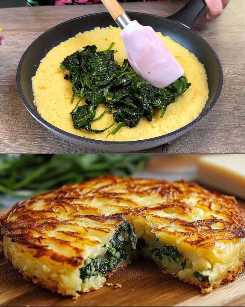 Mashed Potato and Spinach Layered Bake with Mozzarella and Parmesan