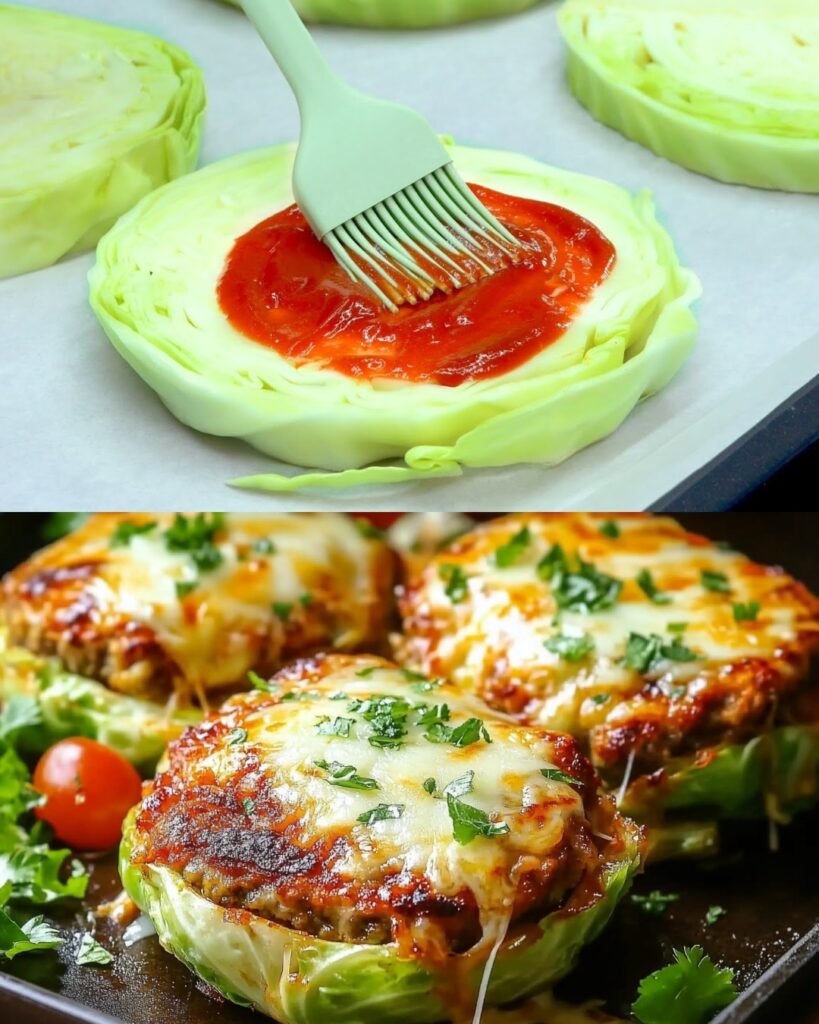 Cheesy Cabbage Steak Burgers with Ground Beef
