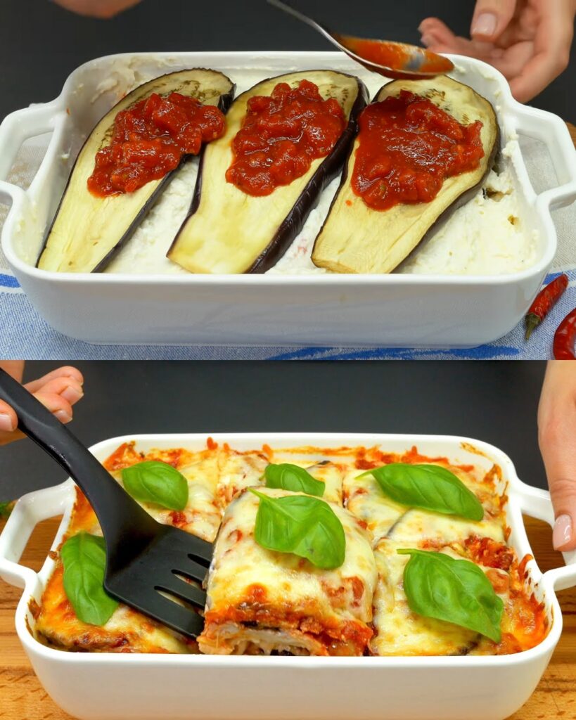 Baked Eggplant Lasagna with Ricotta and Mozzarella