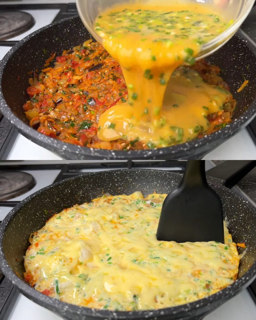 Baked Eggplant and Vegetable Shakshuka with Cheese