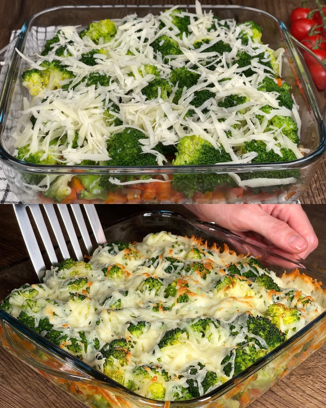 Baked Vegetable Frittata with Broccoli, Potatoes, and Cheese