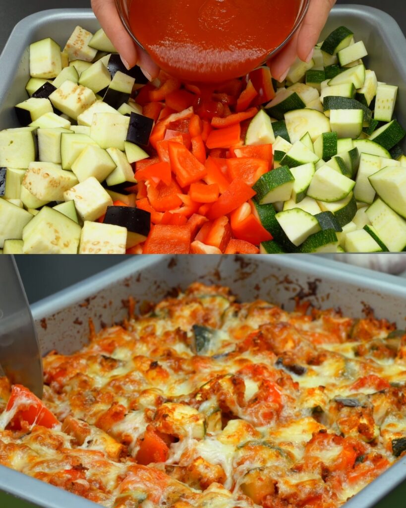 Baked Mediterranean Vegetables with Cheese and Creamy Dill Sauce