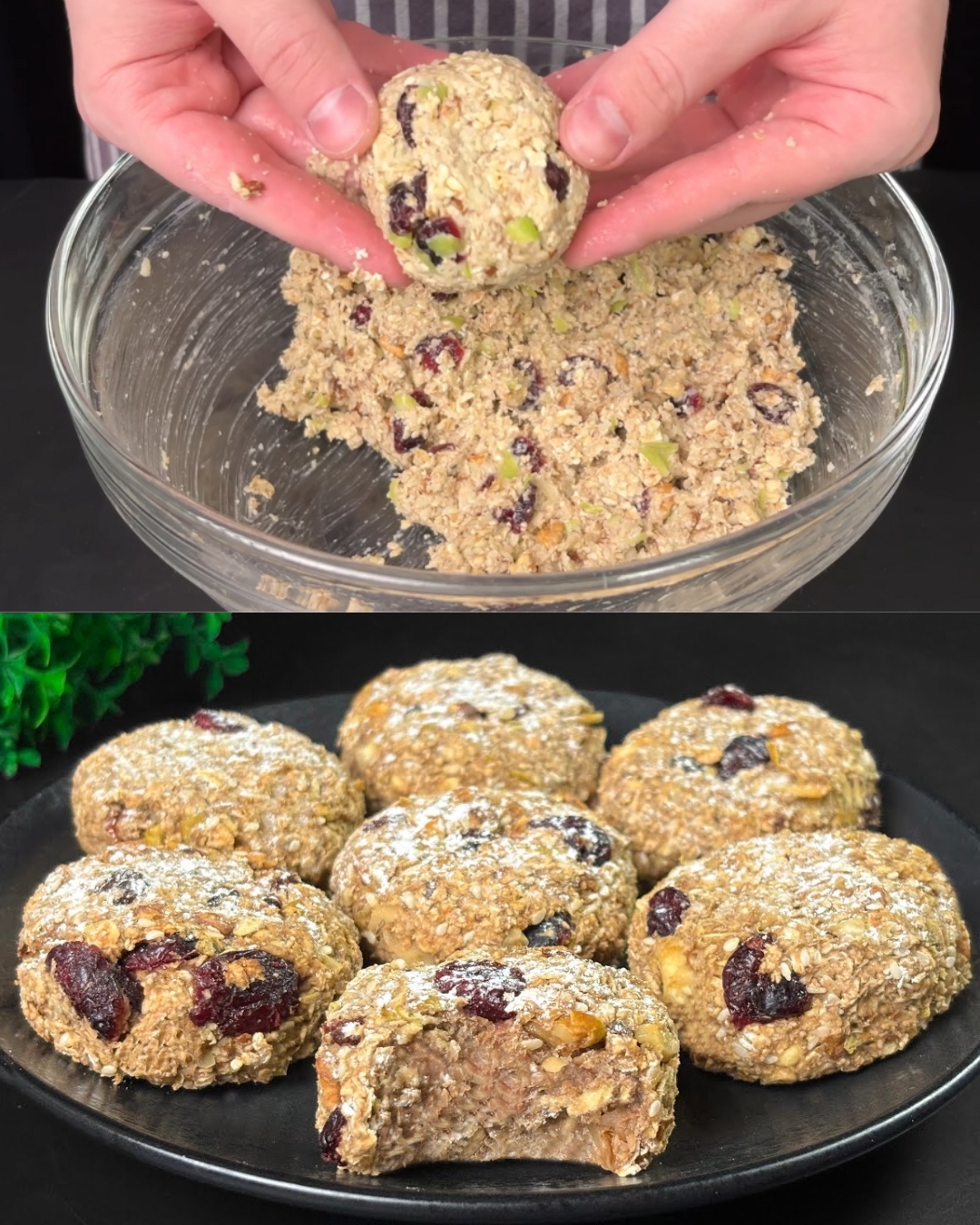 Healthy Oatmeal Apple Banana Muffins with Nuts and Cranberries