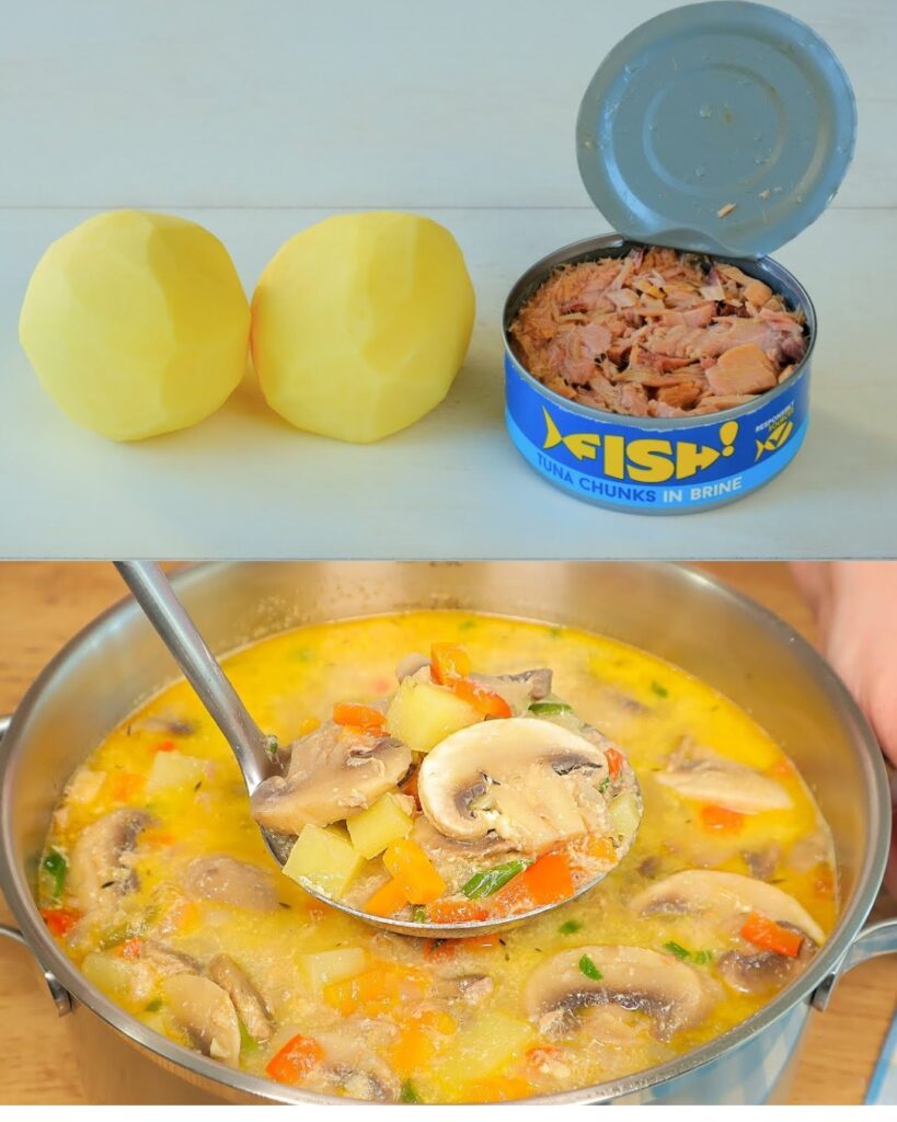 Hearty Tuna Potato Soup with Vegetables and Parmesan