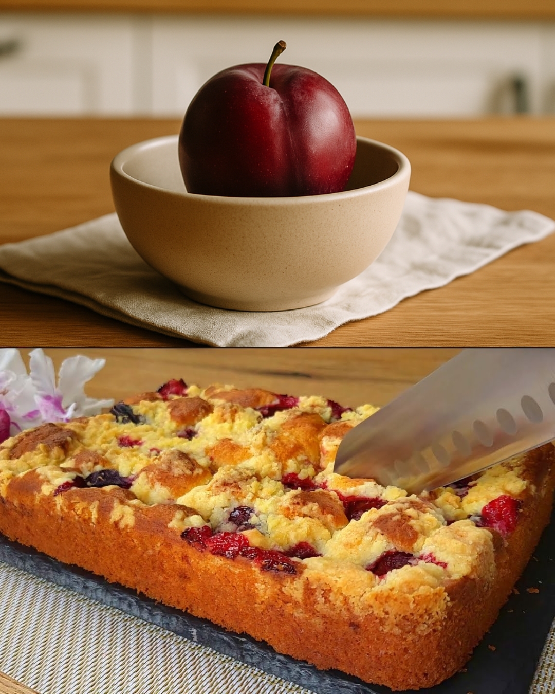 French Plum Cake with Yogurt and Crumb Topping