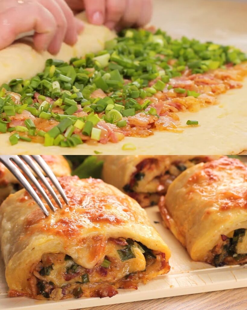 Potato Bacon Rolls with Onion Filling and Cheese Crust