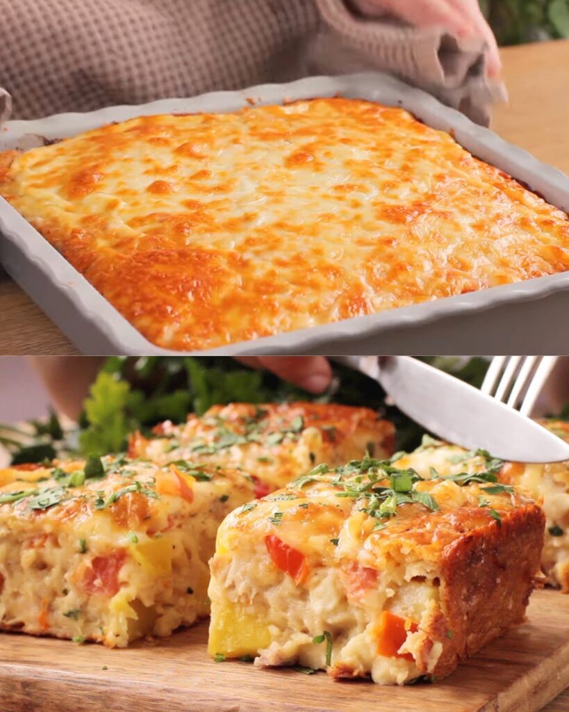 Savory Chicken and Vegetable Casserole with Feta and Mozzarella