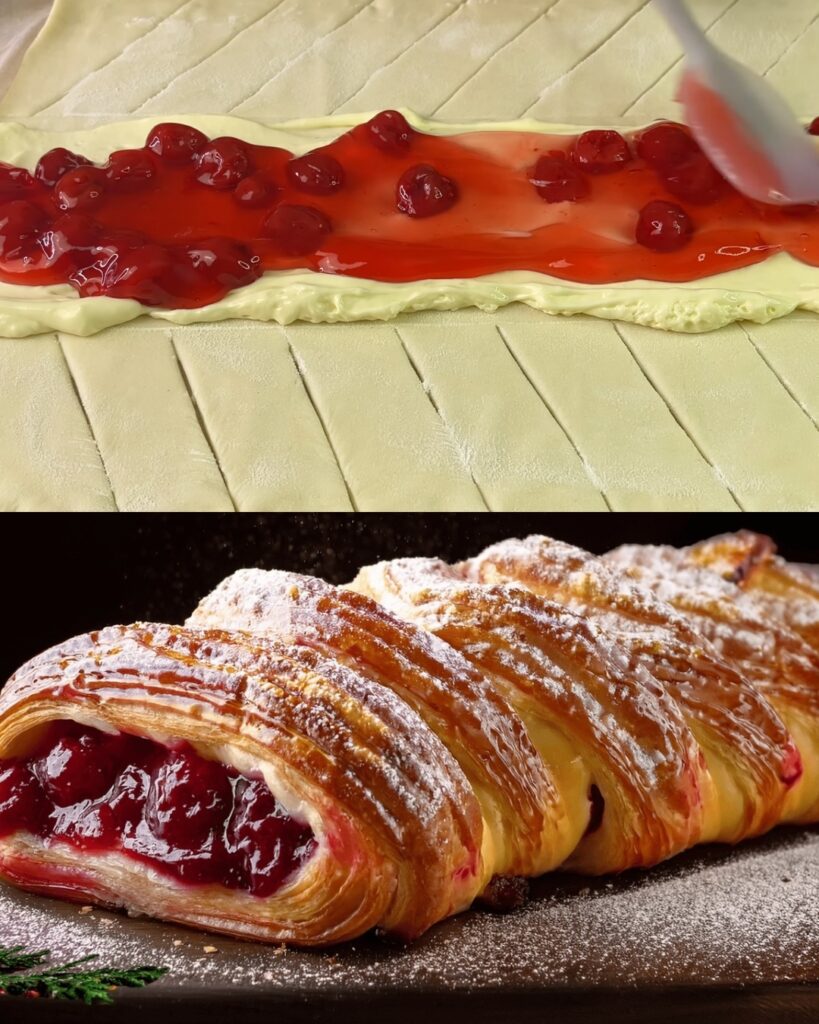 Cherry Cheesecake Puff Pastry Braid