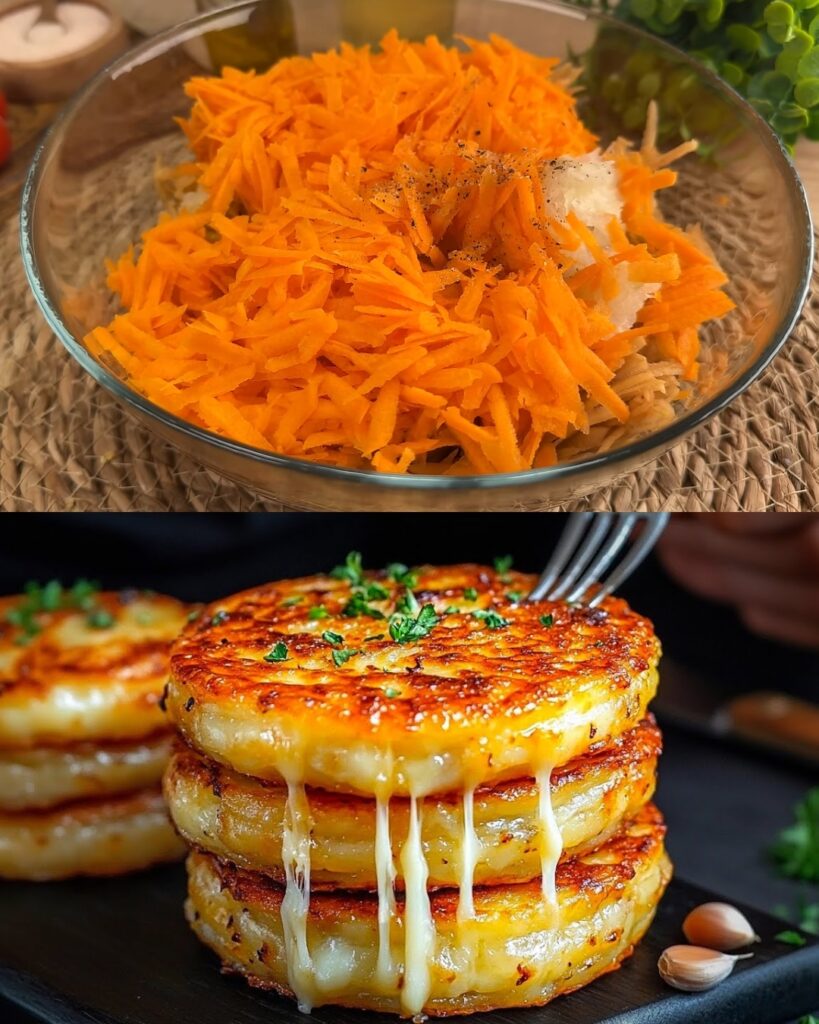 Golden Potato Pancakes with Mozzarella, Tomato, and Creamy Pickle Sauce