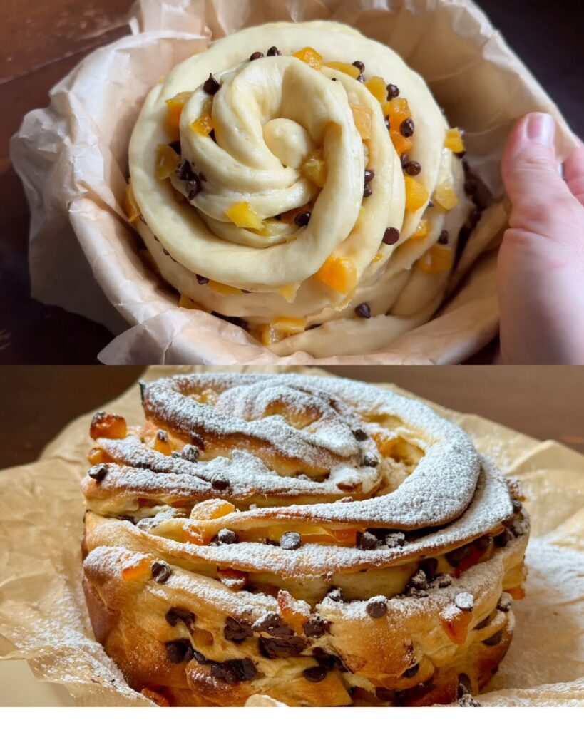 Soft Sweet Bread with Chocolate Chips and Dried Fruits finished dish