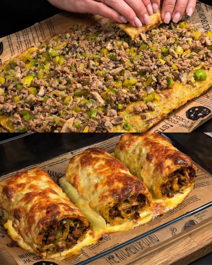 Layered Zucchini and Potato Casserole with Ground Meat, Yogurt Sauce, and Mozzarella