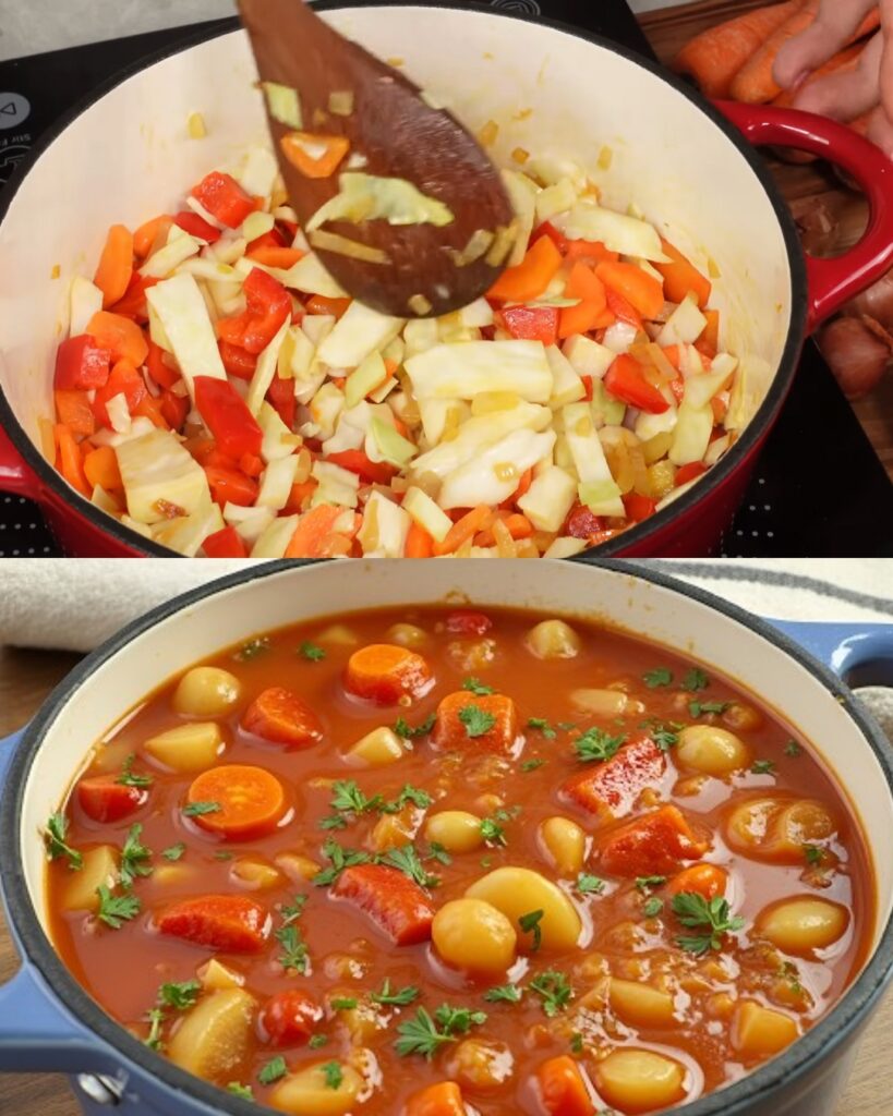 Hearty Cabbage & Bell Pepper Vegetable Soup