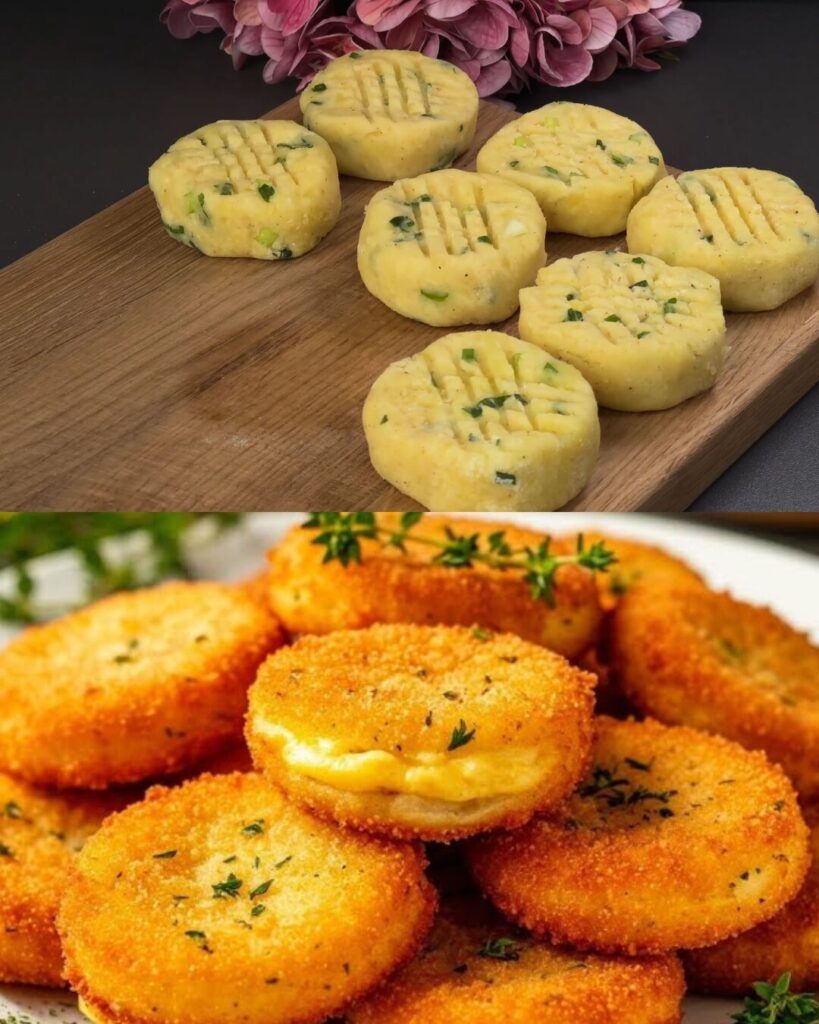 Crispy Stuffed Potato Pancakes with Mozzarella and Creamy Garlic-Dill Sauce