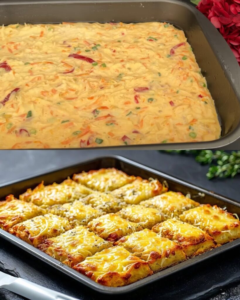 Savory Chicken and Vegetable Potato Bake with Creamy Egg Sauce and Cheese finished dish