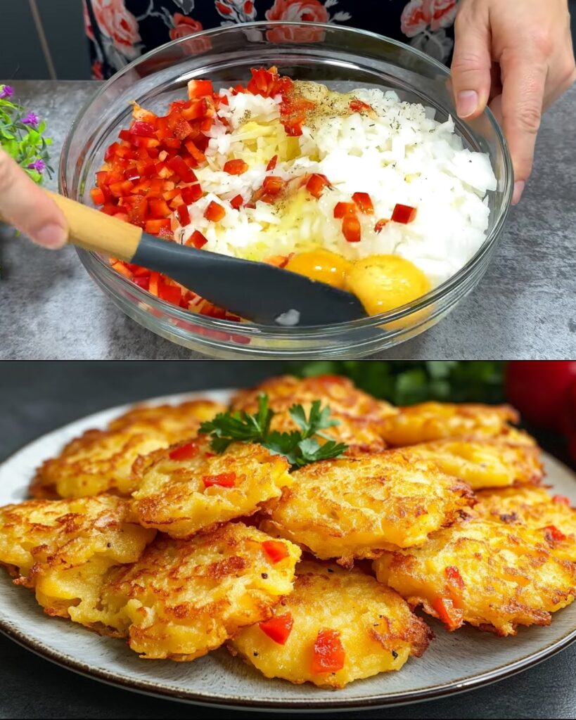 Potato and Pepper Fritters with Creamy Parsley Sauce