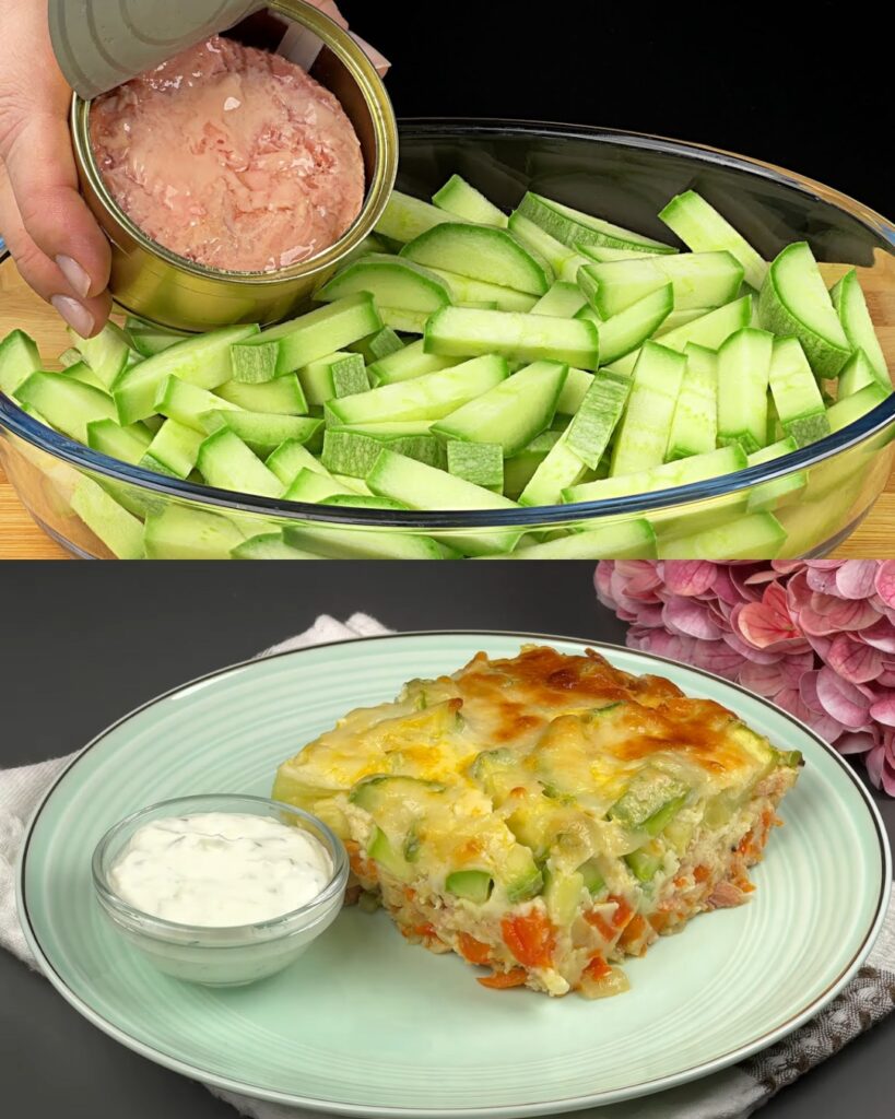 Zucchini, Mushroom & Tuna Baked Egg Casserole