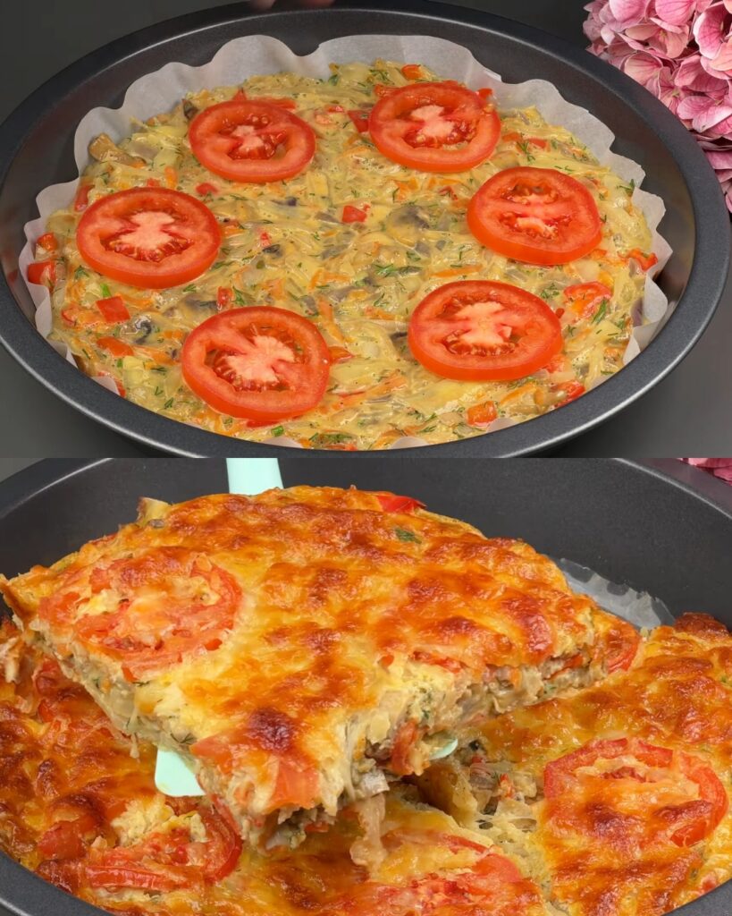 Savory Vegetable Egg Bake with Mushrooms and Cabbage finished dish