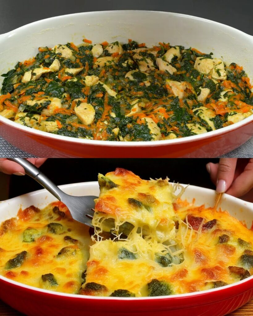 Broccoli, Cauliflower, and Chicken Casserole.