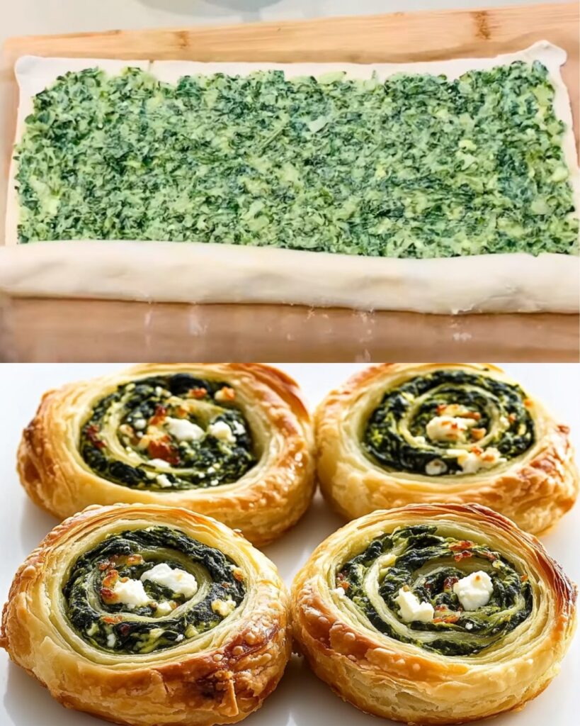 Spinach and Feta Puff Pastry Pinwheels