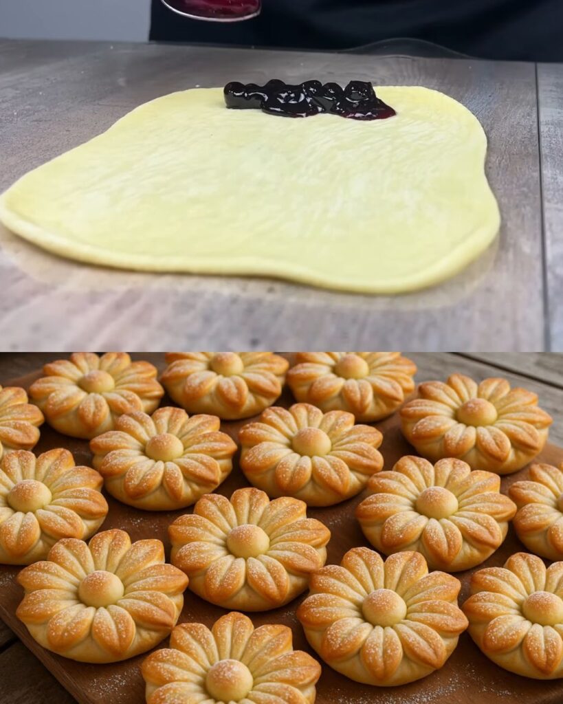 Banana-Filled Flower Rolls finished dish