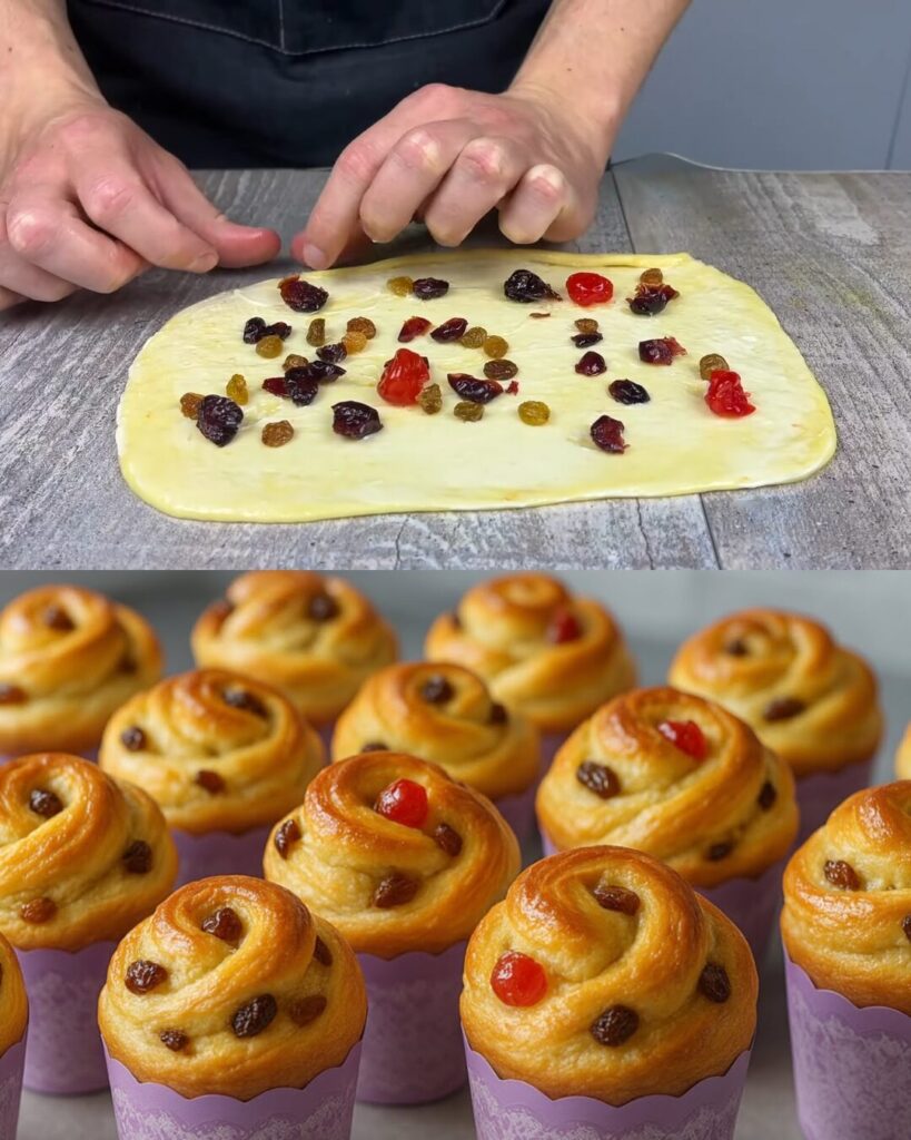 Festive Easter Cruffins with Orange & Dried Fruits finished dish