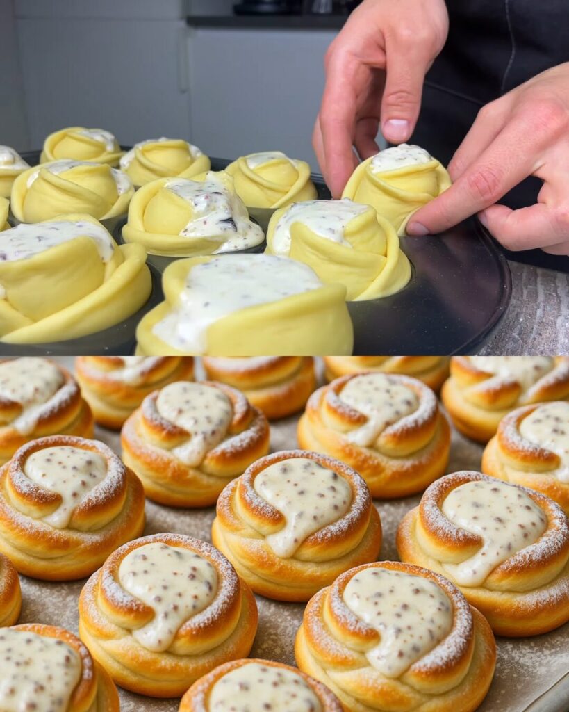 Elegant Rose-Shaped Meringue-Filled Sweet Rolls