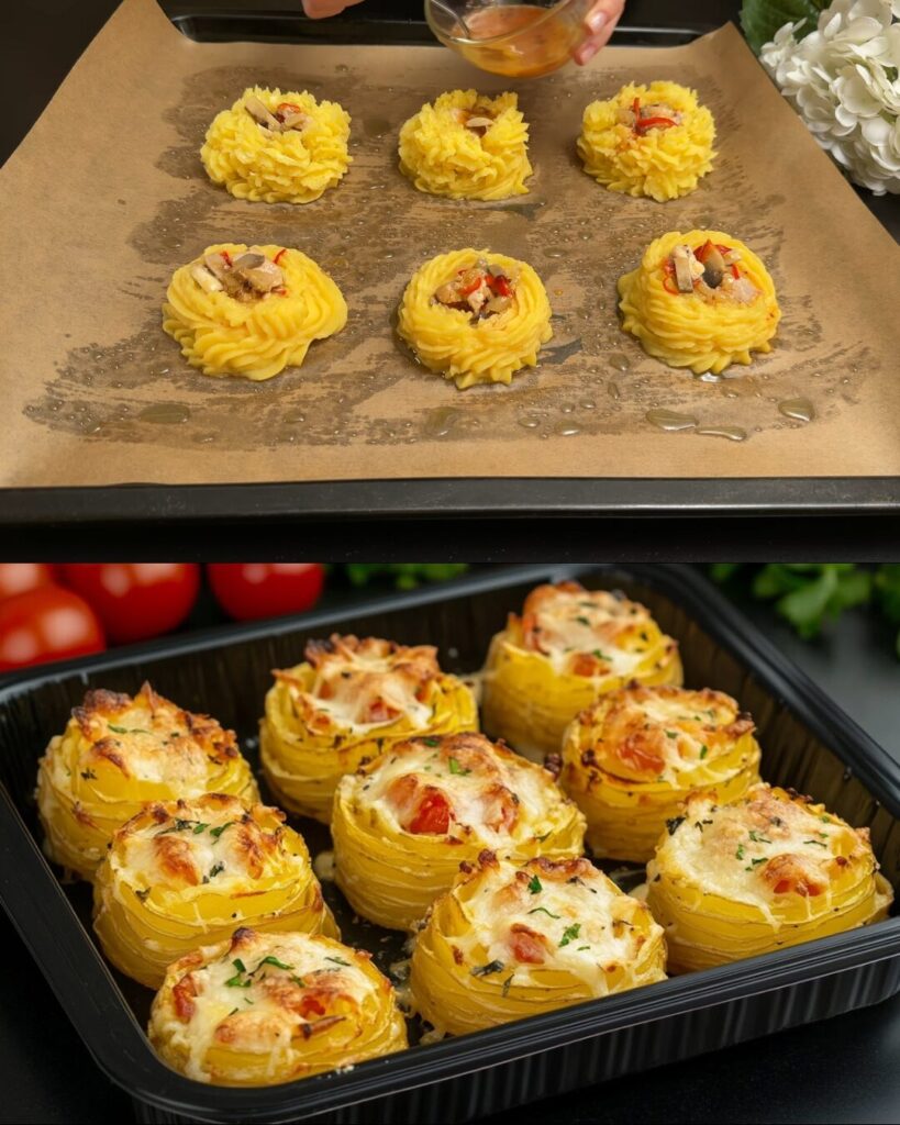 Rustic Potato, Chicken & Mushroom Layered Bake