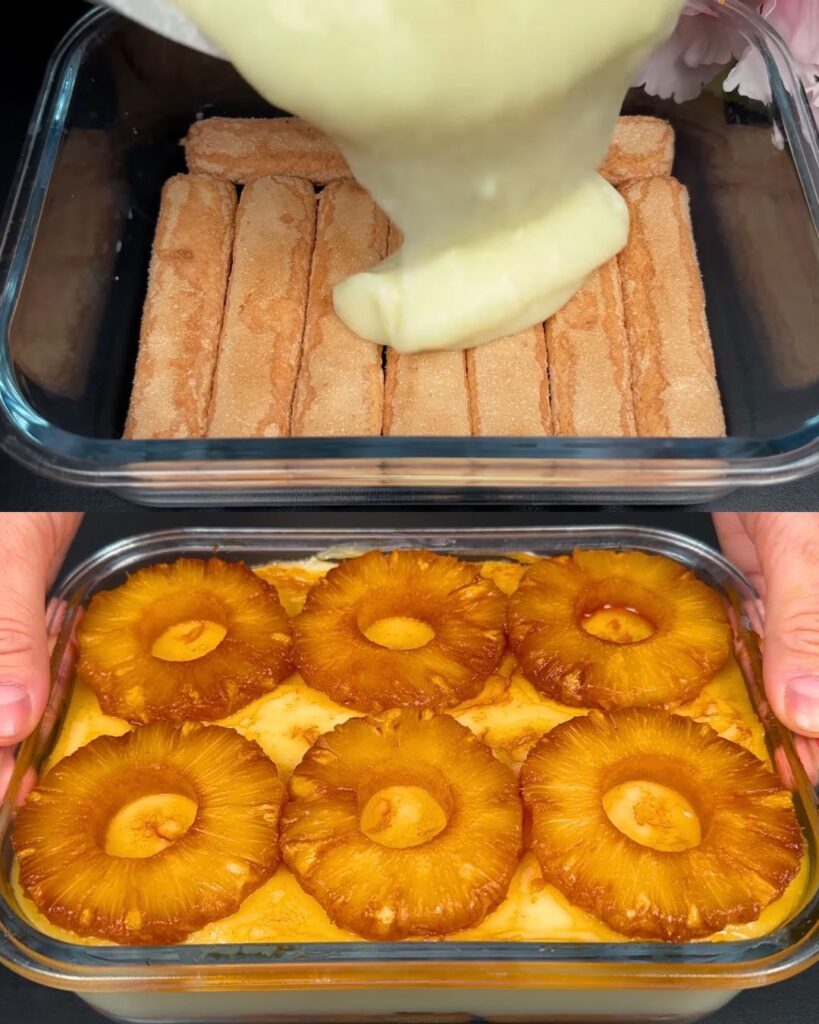 Creamy Pineapple Biscuit Pudding with Caramel Drizzle