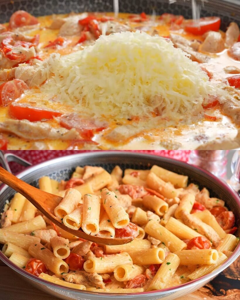 Creamy Chicken Pasta with Bell Peppers, Cherry Tomatoes & Dijon-Honey Sauce