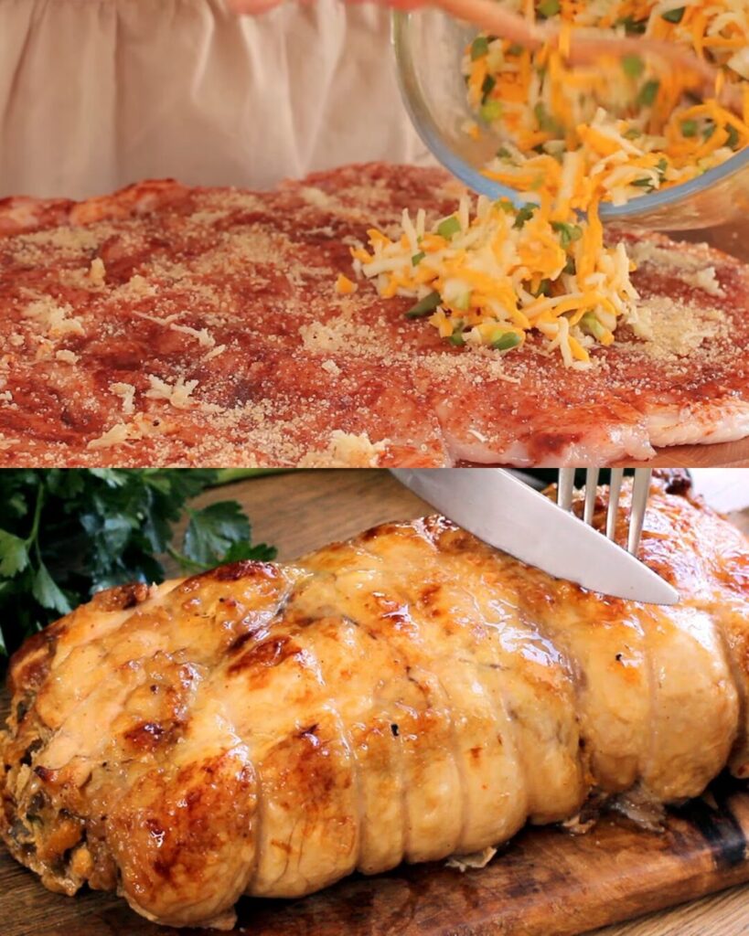 Stuffed Chicken Roll with Mushrooms and Cheese