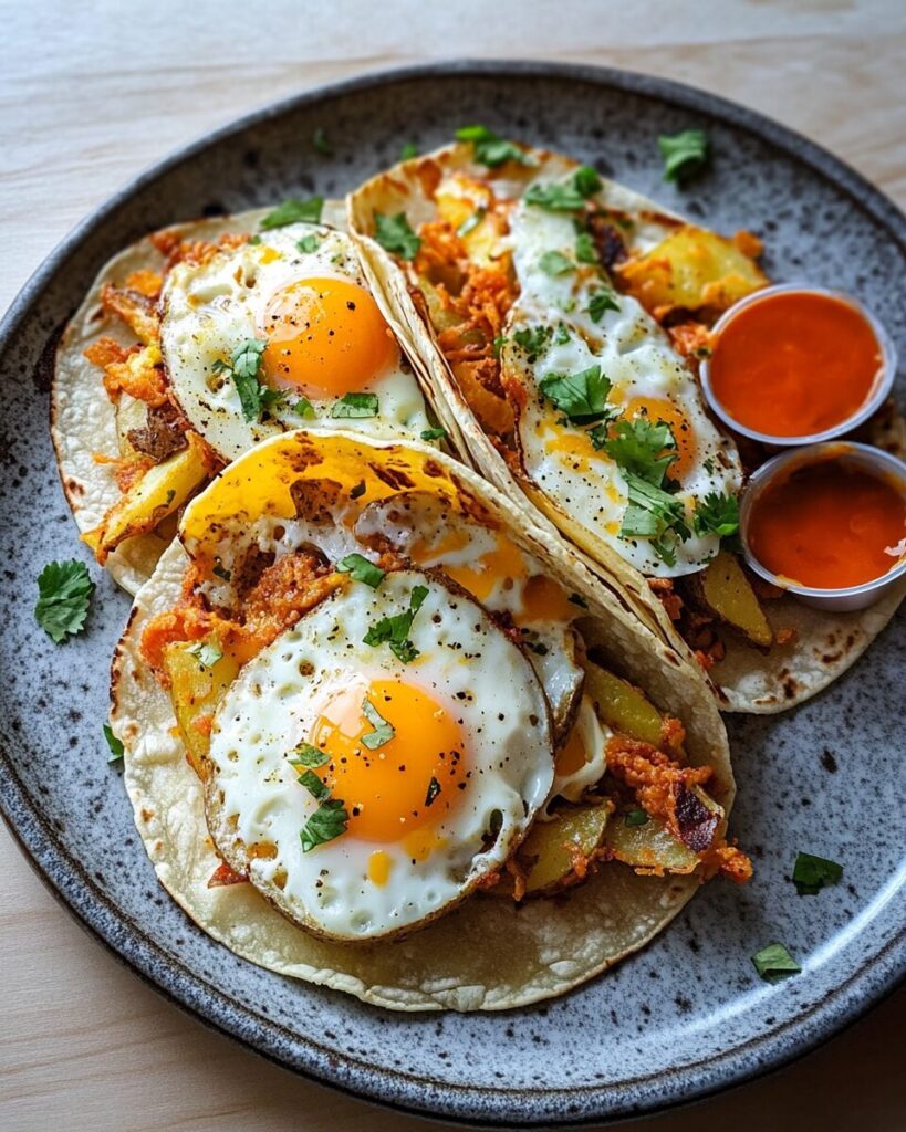 Crispy Potato, Egg & Cheese Tacos finished dish