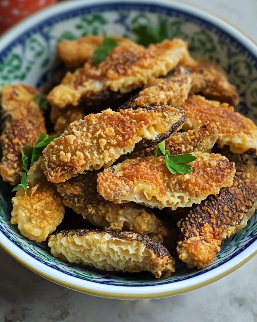 Crispy Fried Morel Mushrooms finished dish