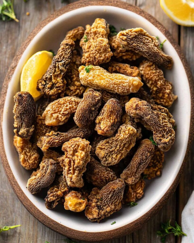 Crispy Fried Morel Mushrooms finished dish