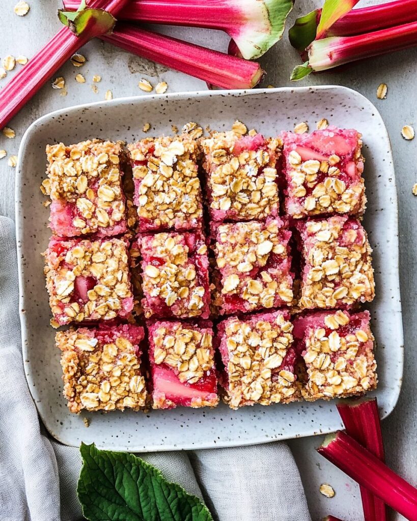 Rhubarb Oat Bars finished dish