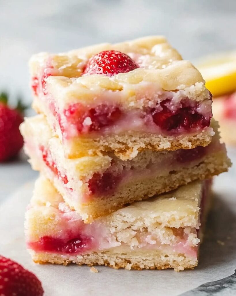 Strawberry Lemon Blondies finished dish