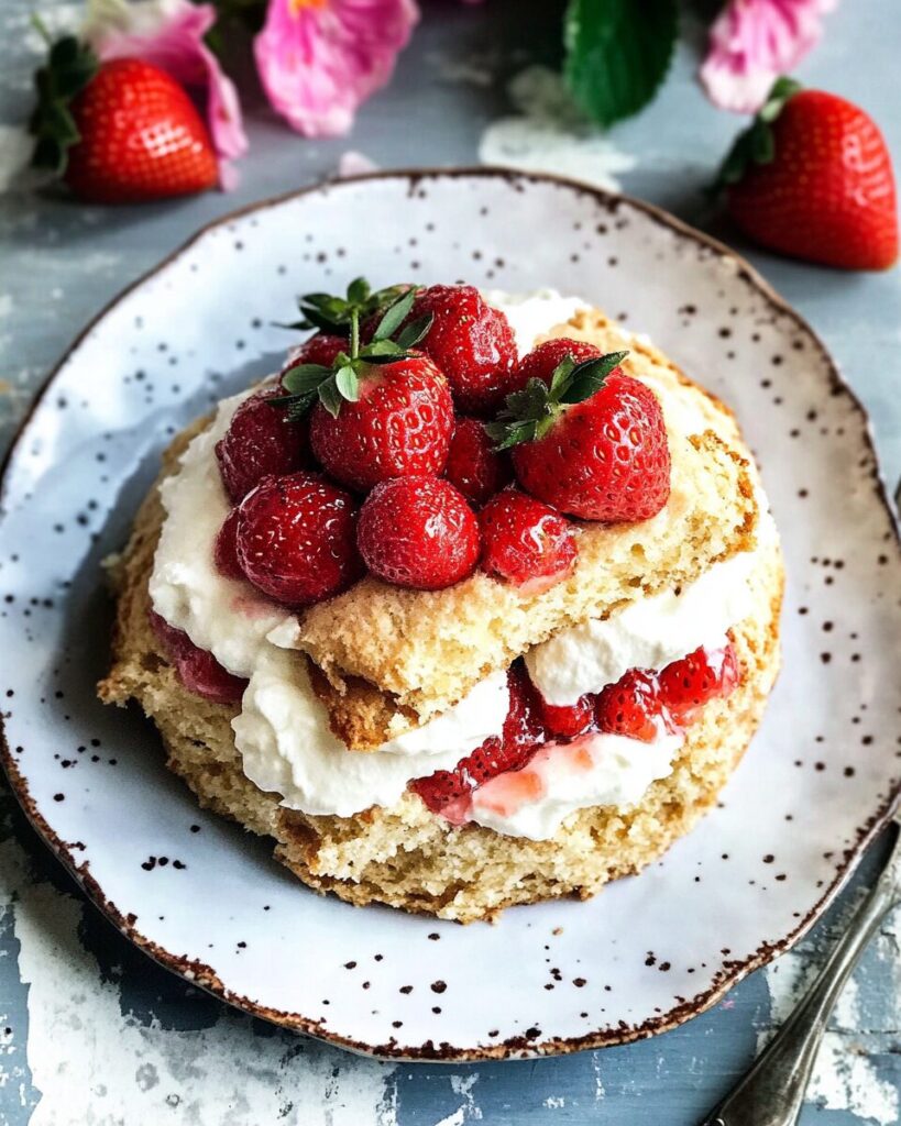 Strawberry Elderflower Scone Cake finished dish