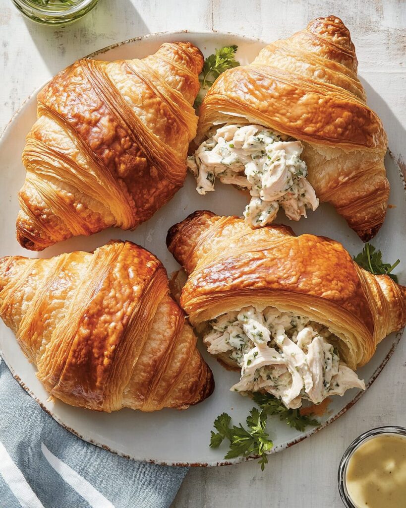 Tarragon Chicken Salad Croissants finished dish