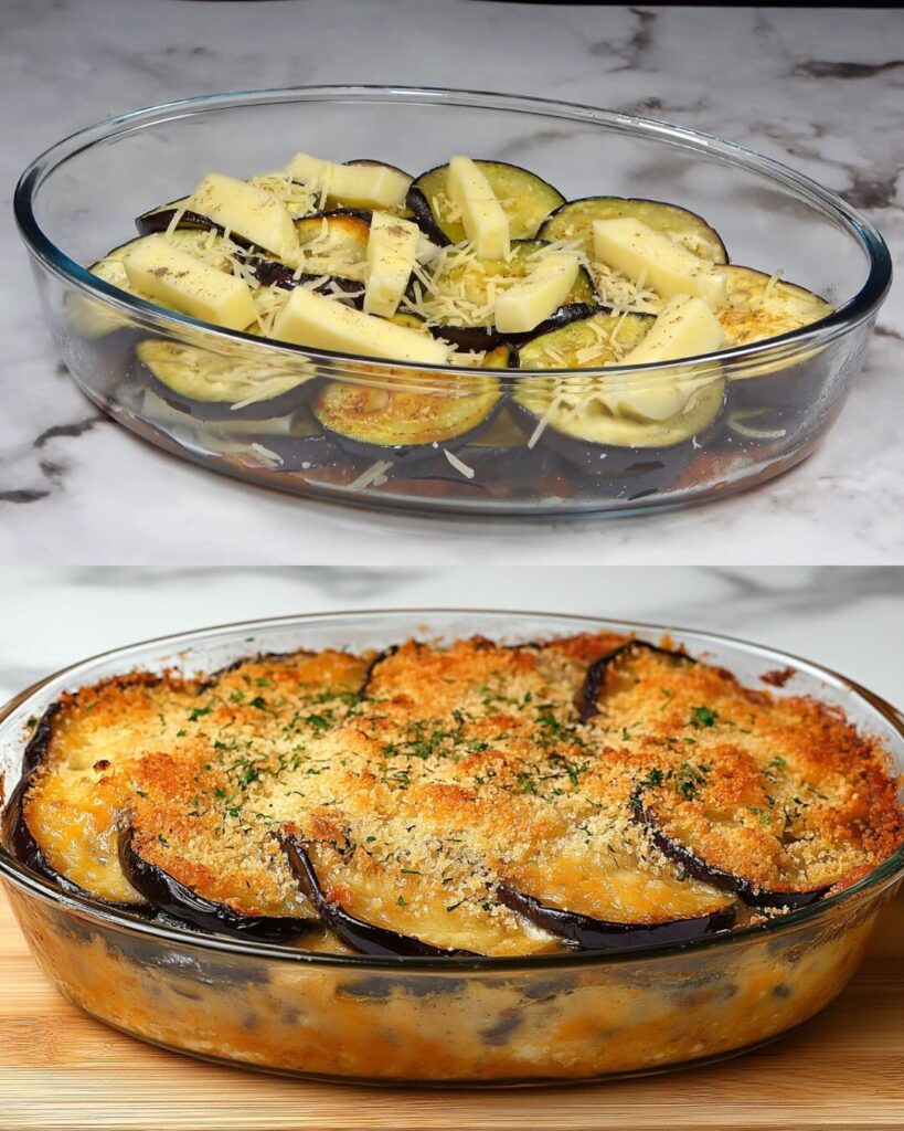 Layered Eggplant Gratin with Creamy Tomato-Rosemary Sauce