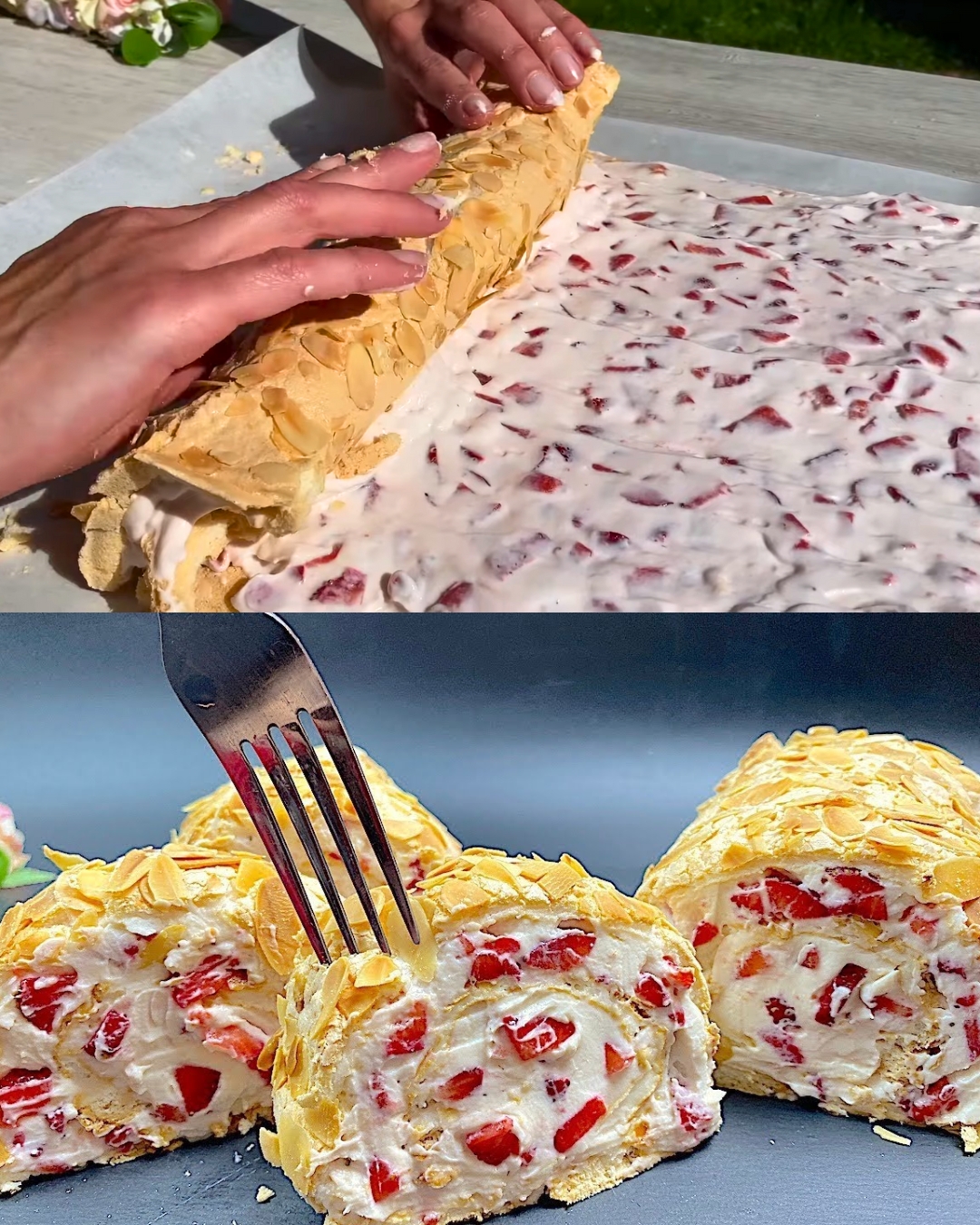 Strawberry Mascarpone Meringue Cake