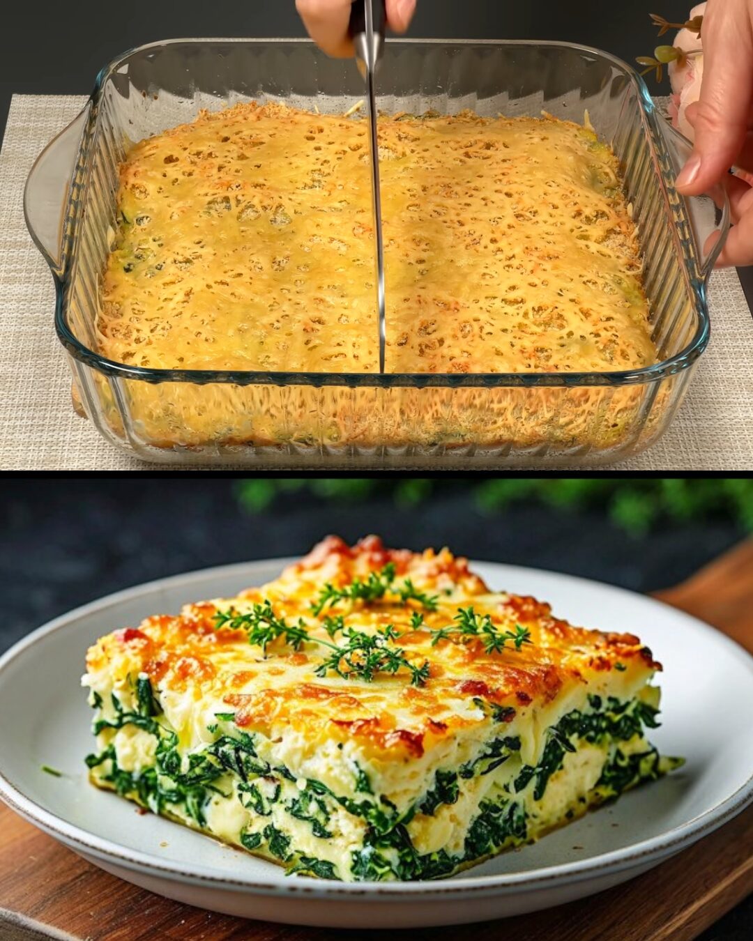 Spinach and Potato Gratin with Spicy Fresh Vegetable Salad