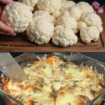 Cauliflower Gratin with Creamy Vegetable Filling & Cucumber Yogurt Salad