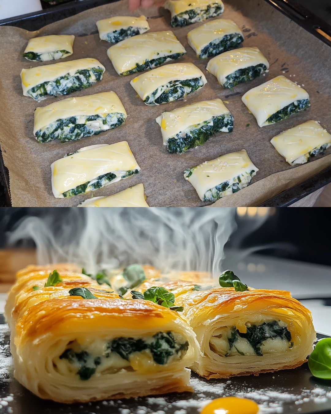 Spinach & Cheese Puff Pastry Parcels